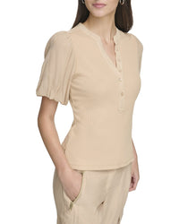 DKNY Dkny Mix Media Rib Top