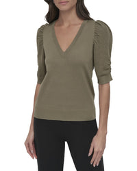 DKNY Dkny V-Neck Twist Sleeve Sweater
