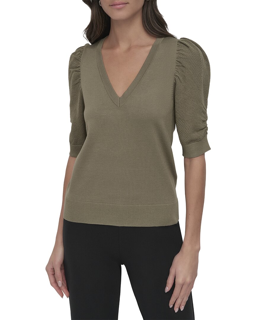 DKNY Dkny V-Neck Twist Sleeve Sweater