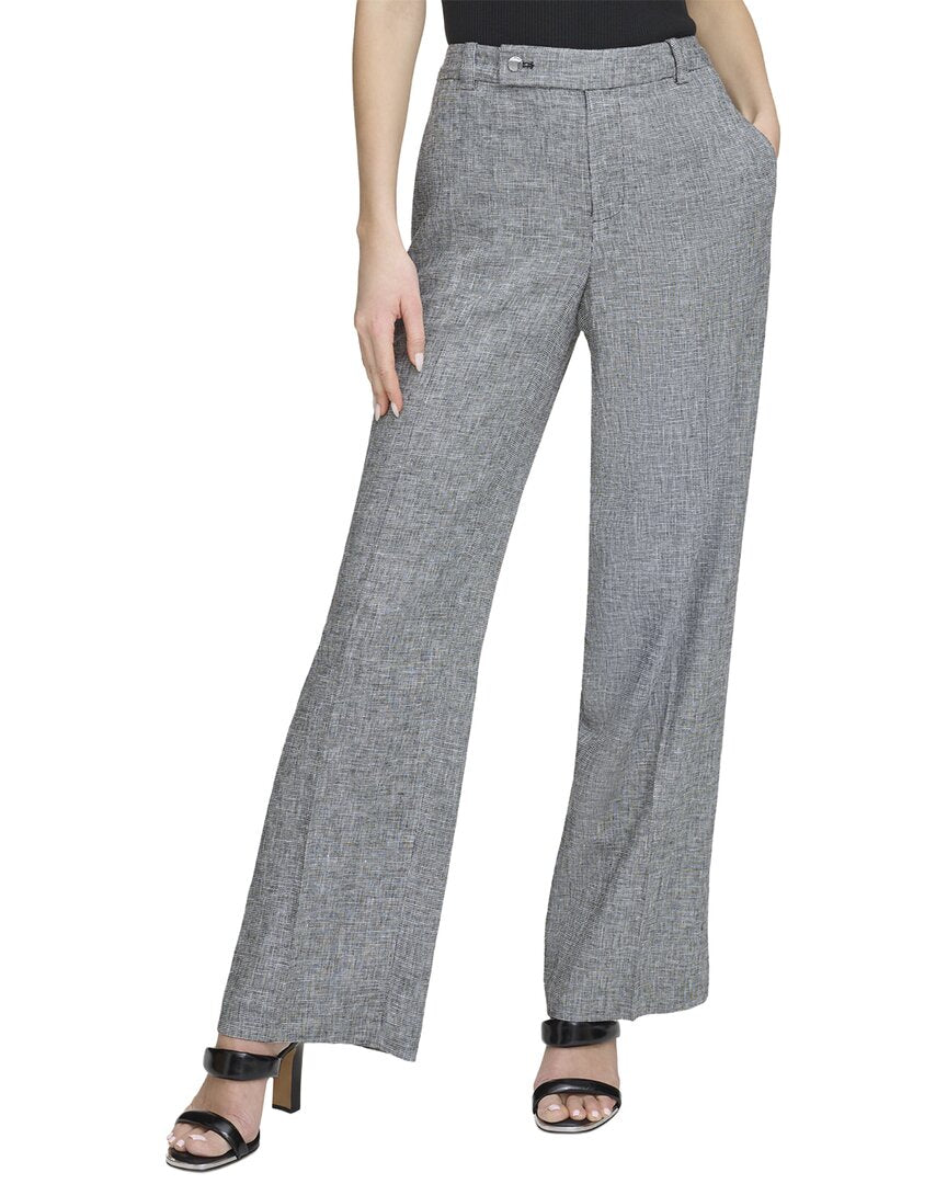 DKNY Dkny Mini Windowpane Linen-Blend Trouser
