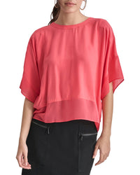 DKNY Dkny Silky Mix Media Top