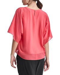 DKNY Dkny Silky Mix Media Top