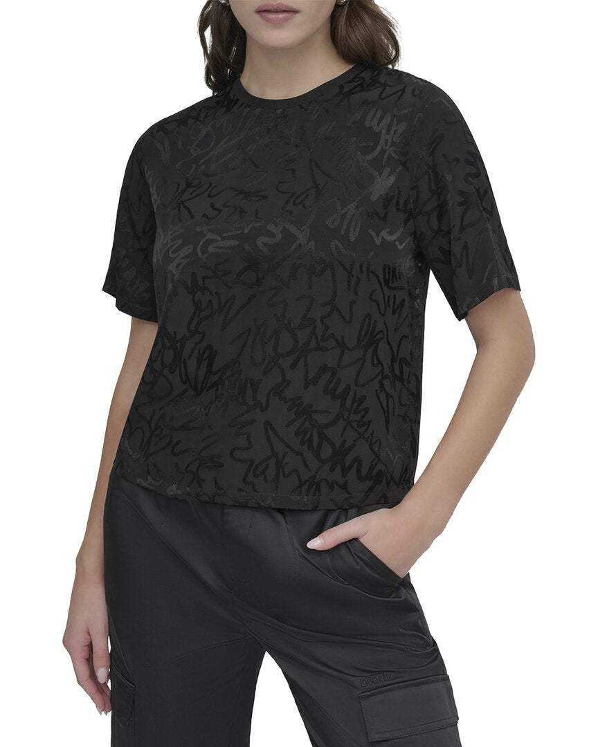 DKNY Dkny Scribble Logo Jacquard Top