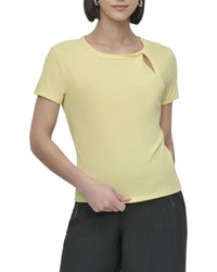 DKNY Dkny Twist Neck Rib Knit Top