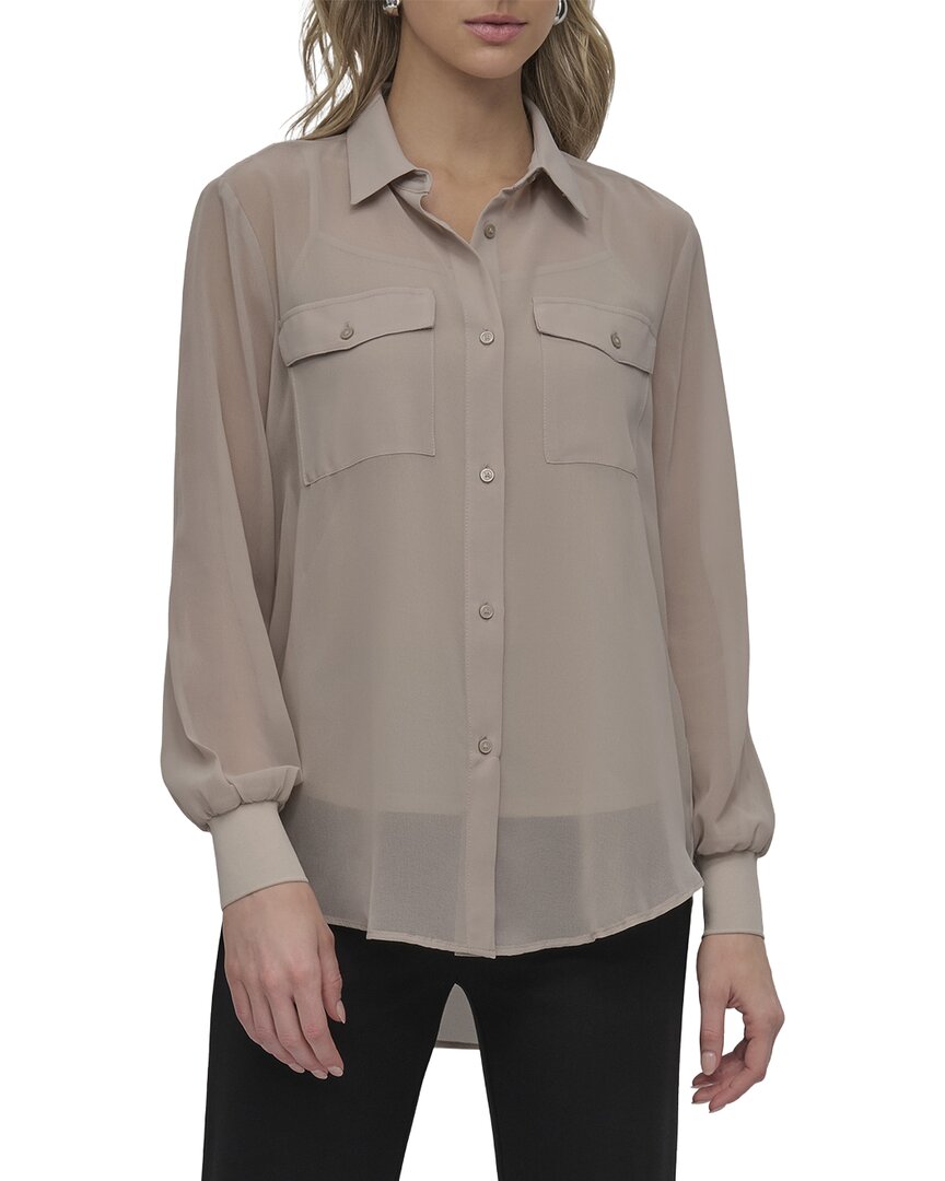 DKNY Dkny Button-Down Chiffon Shirt