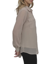 DKNY Dkny Button-Down Chiffon Shirt