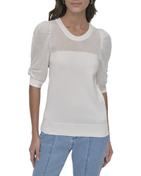 DKNY Dkny Crewneck Twist Sleeve Sweater