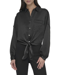 DKNY Dkny Nail Crease Tie-Front Top