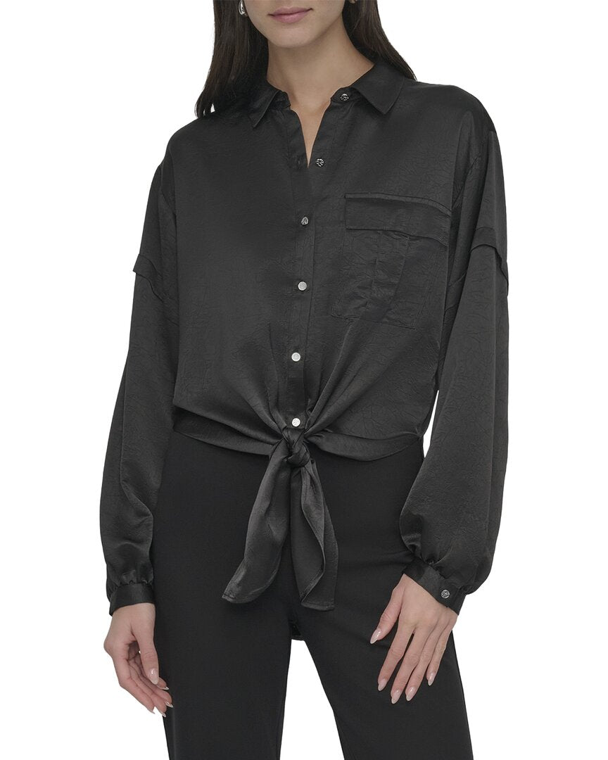 DKNY Dkny Nail Crease Tie-Front Top