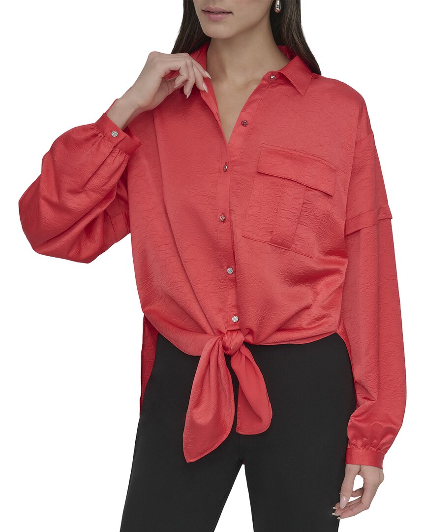 DKNY Dkny Nail Crease Tie-Front Top