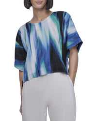 DKNY Dkny Printed Drop-Shoulder Linen Top