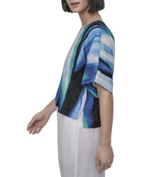 DKNY Dkny Printed Drop-Shoulder Linen Top