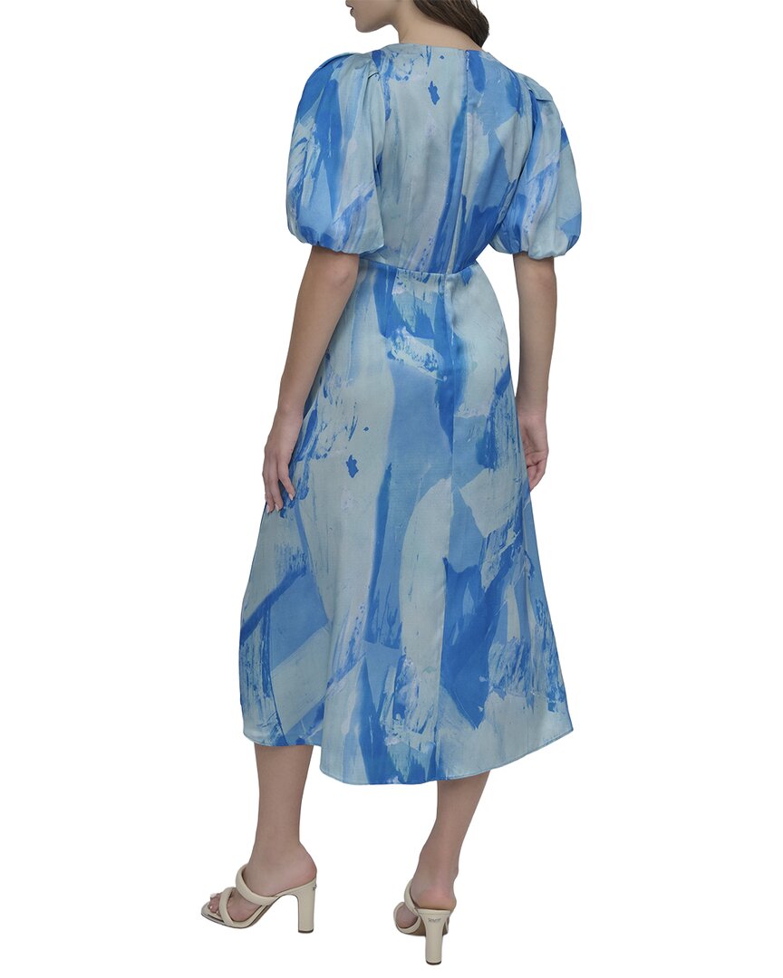 DKNY Dkny V-Neck Printed Scarf Twill Dress