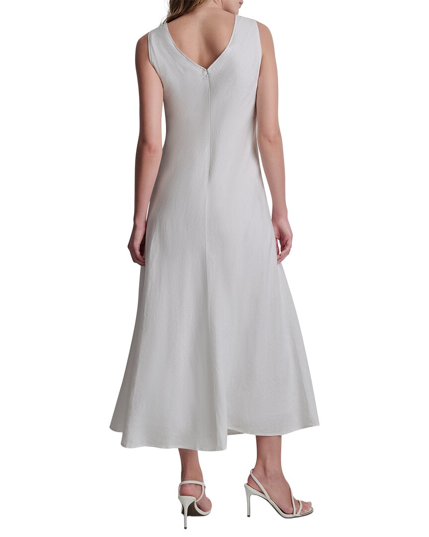DKNY Dkny V-Neck Fray Seam Linen Dress