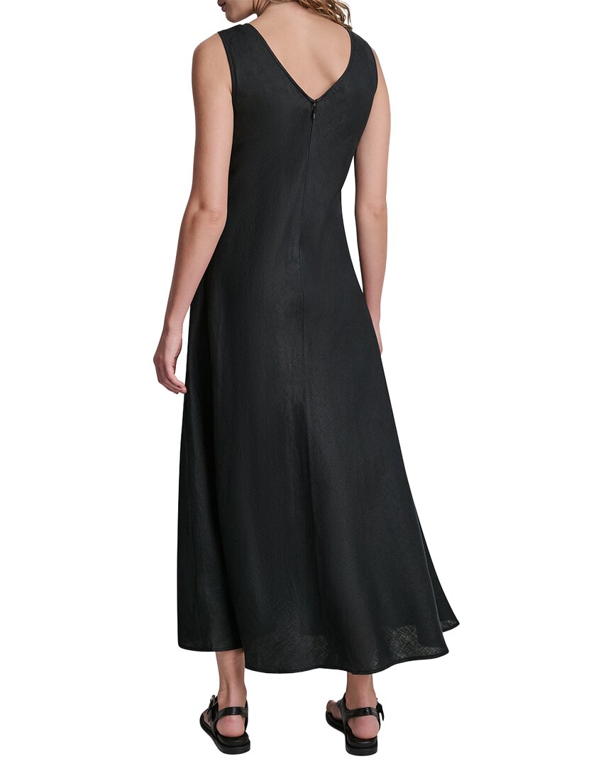 DKNY Dkny V-Neck Fray Seam Linen Dress