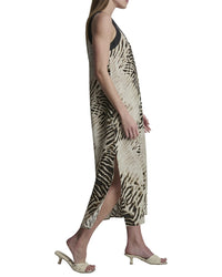 DKNY Dkny V-Neck Printed Linen Dress