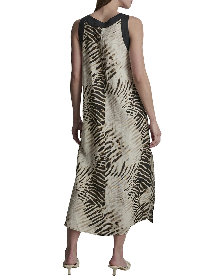 DKNY Dkny V-Neck Printed Linen Dress