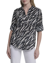 DKNY Dkny Printed Roll Tab Shirt