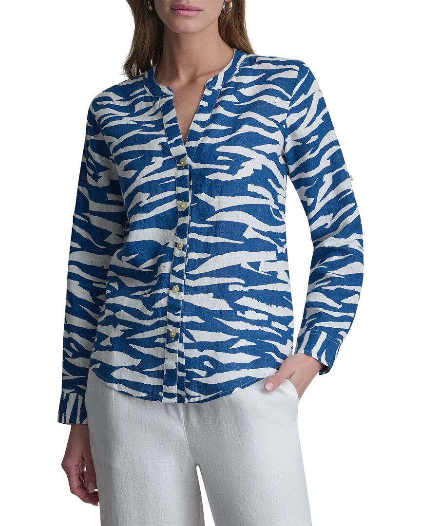 DKNY Dkny Printed Linen Roll Tab Shirt