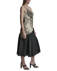 DKNY Dkny V-Neck Printed Panel Linen Dress