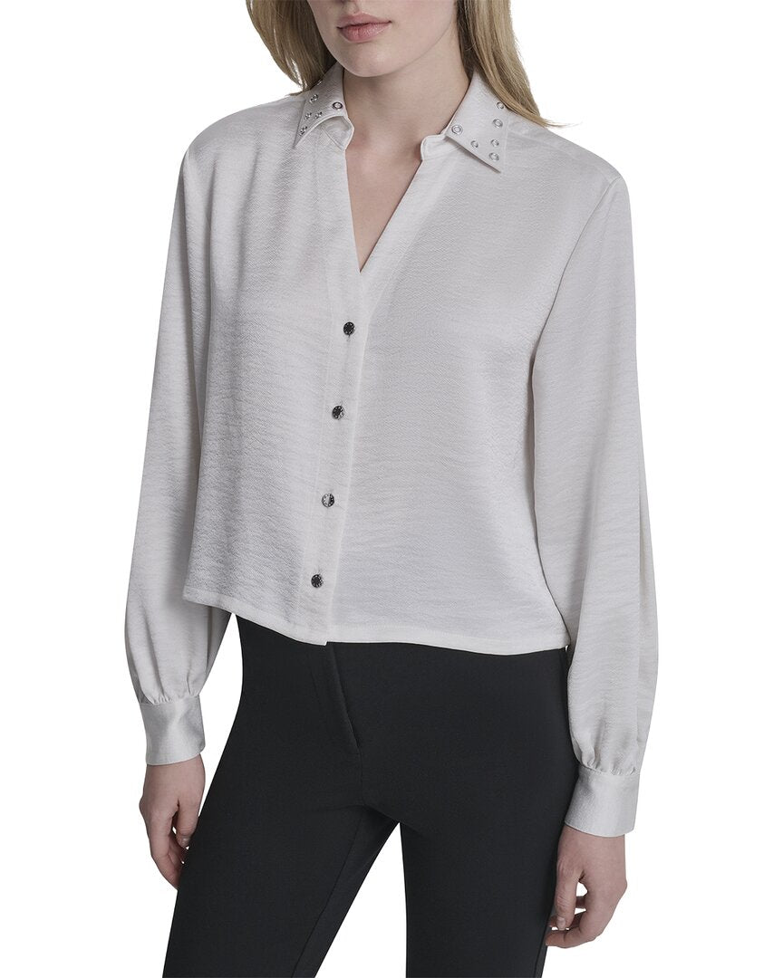 DKNY Dkny Stud Collar Y-Neck Shirt