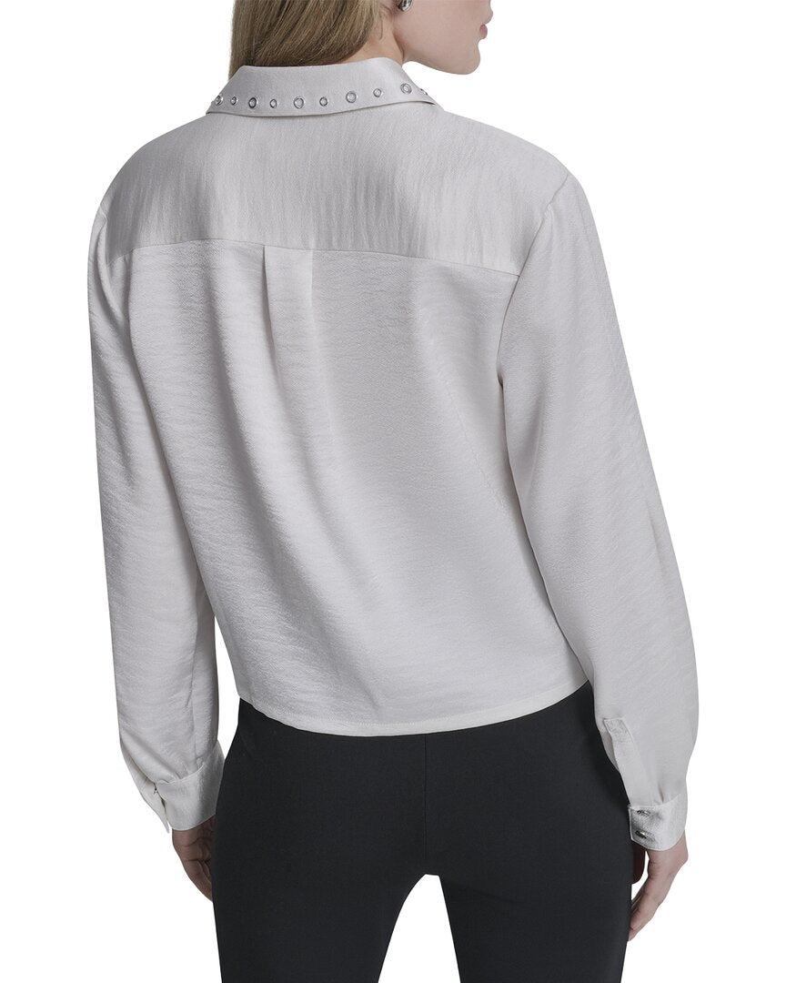 DKNY Dkny Stud Collar Y-Neck Shirt