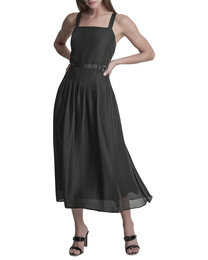 DKNY Dkny Belted Gazare Pleated Dress