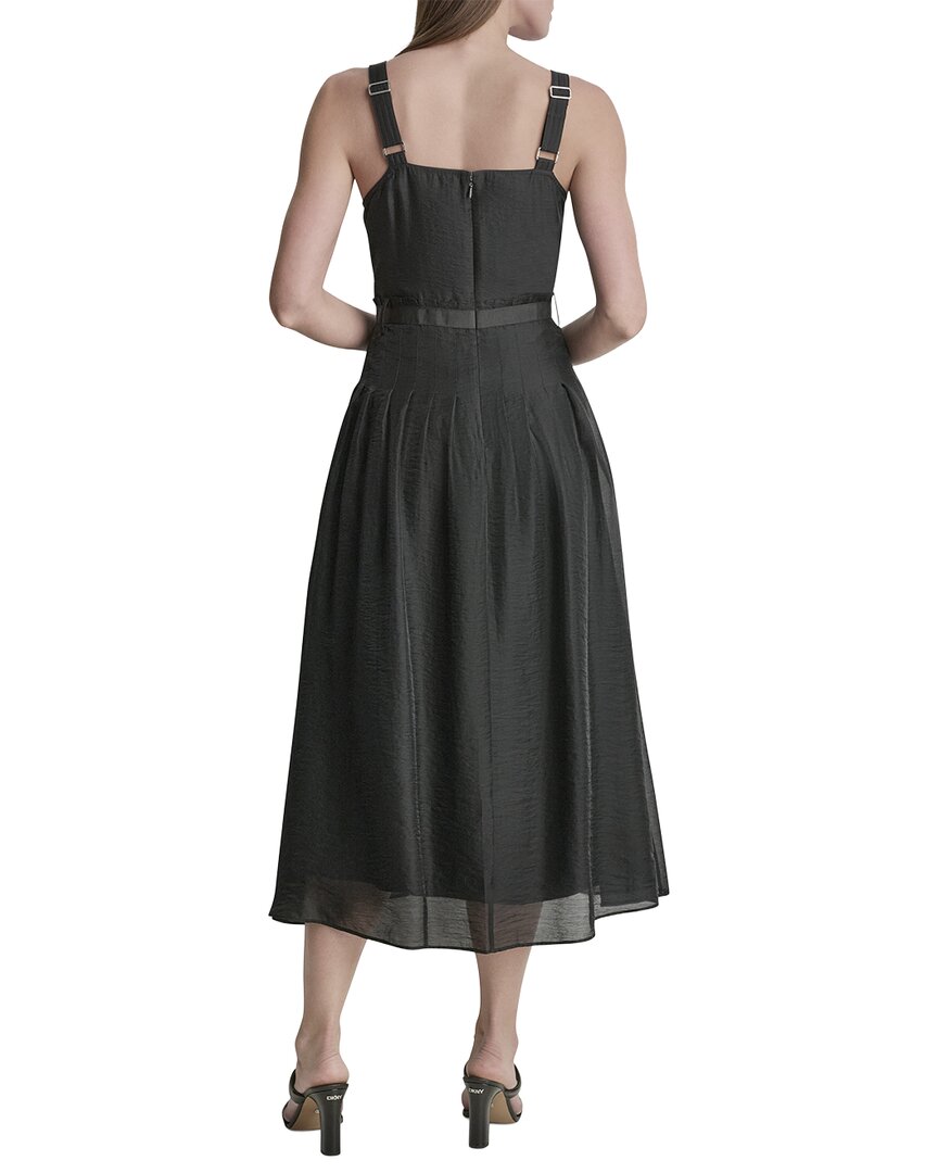 DKNY Dkny Belted Gazare Pleated Dress