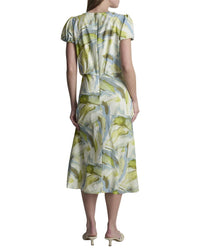 DKNY Dkny Printed Voile Tiered Tie-Neck Dress