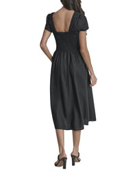 DKNY Dkny Shirring Cap Sleeve Linen-Blend Dress
