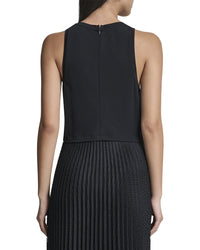 DKNY Dkny Mix Media Pleated Windowpane Dress