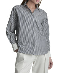 DKNY Dkny 1989 Logo Contrast Cuff Striped Button-Down Shirt