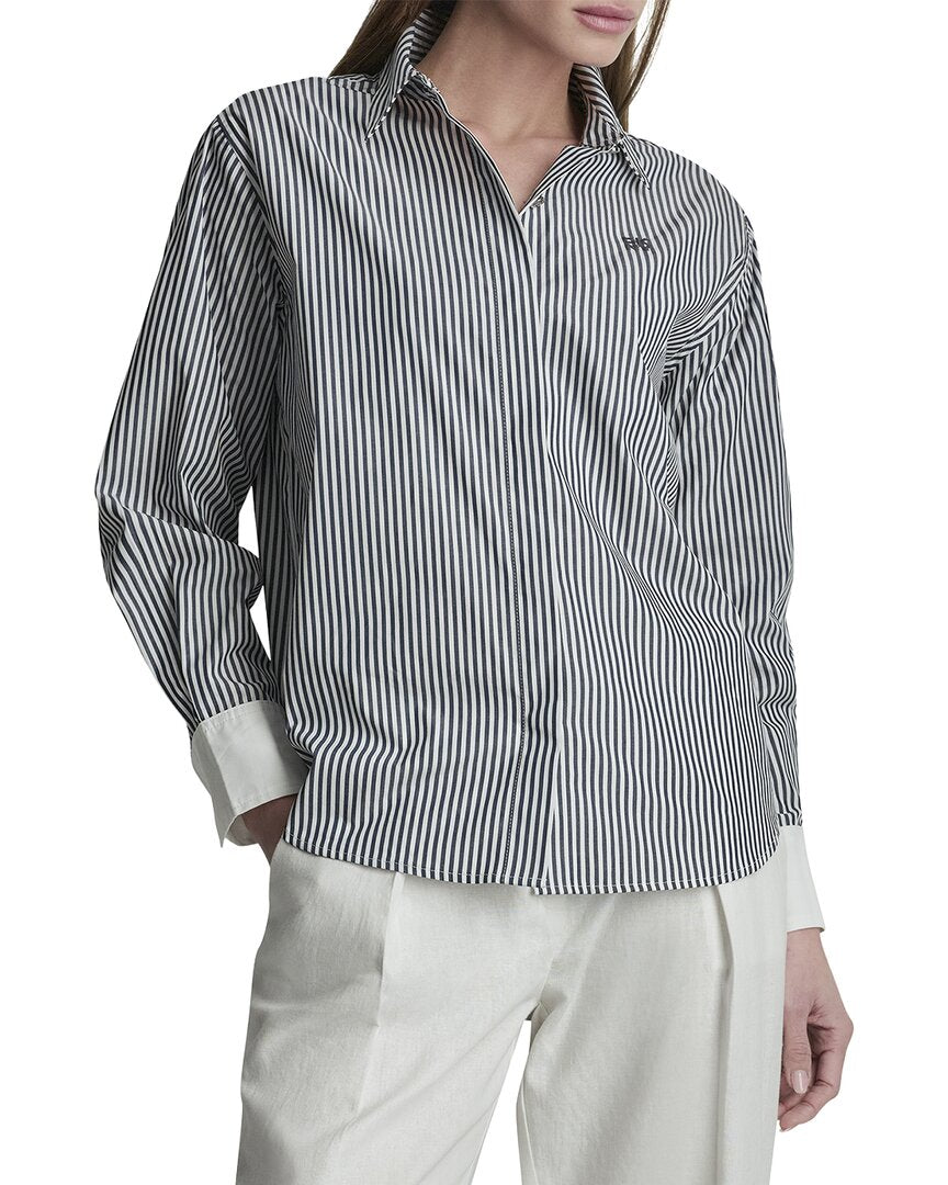 DKNY Dkny 1989 Logo Contrast Cuff Striped Button-Down Shirt