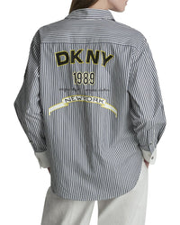 DKNY Dkny 1989 Logo Contrast Cuff Striped Button-Down Shirt