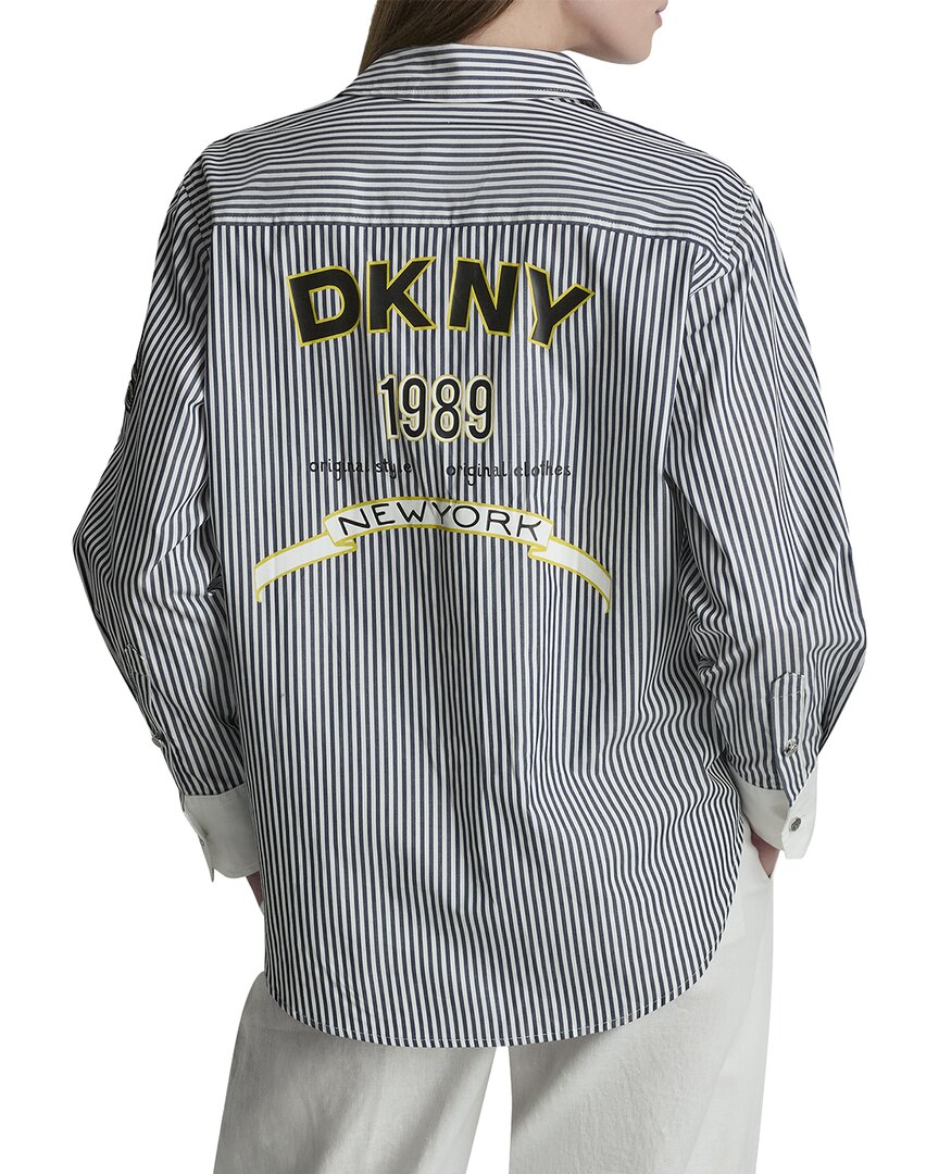 DKNY Dkny 1989 Logo Contrast Cuff Striped Button-Down Shirt