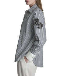 DKNY Dkny 1989 Logo Contrast Cuff Striped Button-Down Shirt