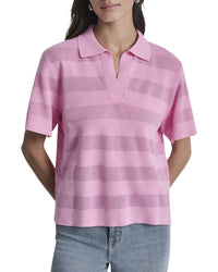 DKNY Dkny Sheer Striped Polo Sweater