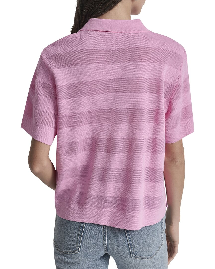 DKNY Dkny Sheer Striped Polo Sweater