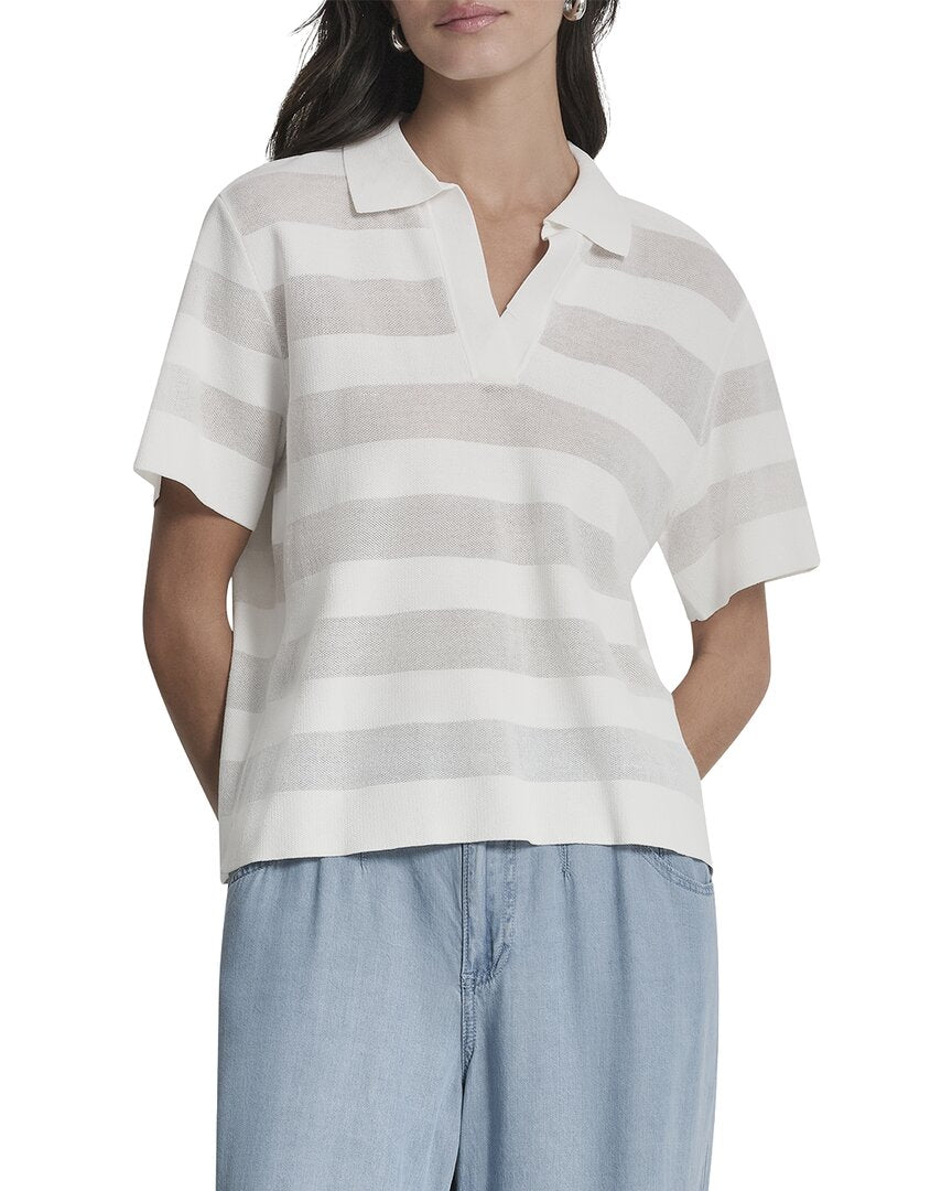 DKNY Dkny Sheer Striped Polo Sweater