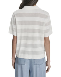 DKNY Dkny Sheer Striped Polo Sweater