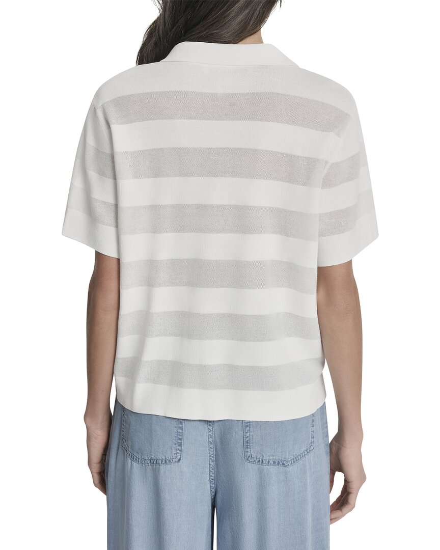 DKNY Dkny Sheer Striped Polo Sweater