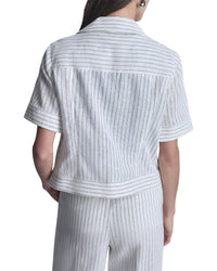 DKNY Dkny Striped Linen-Blend Moto Jacket