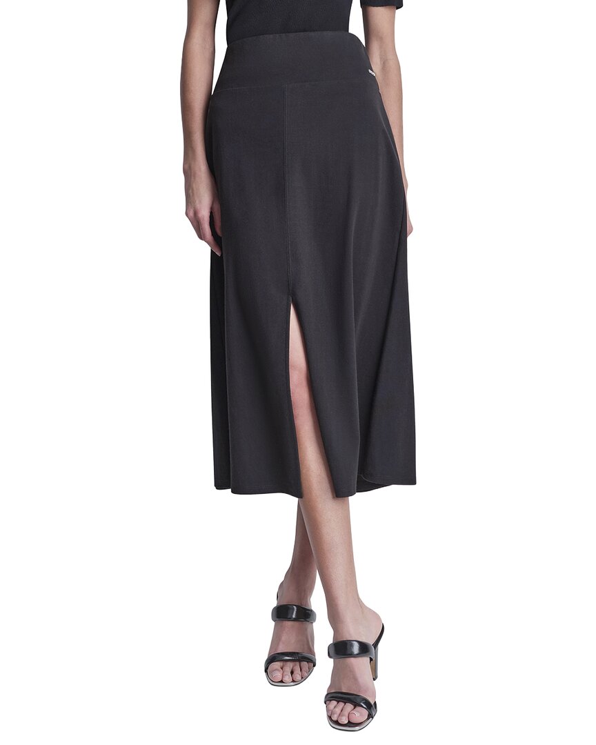 DKNY Dkny Arid Pique Mini Logo Emblem Slit Skirt