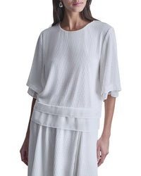 DKNY Dkny 3/4 Drop-Shoulder Layered Windowpane Top