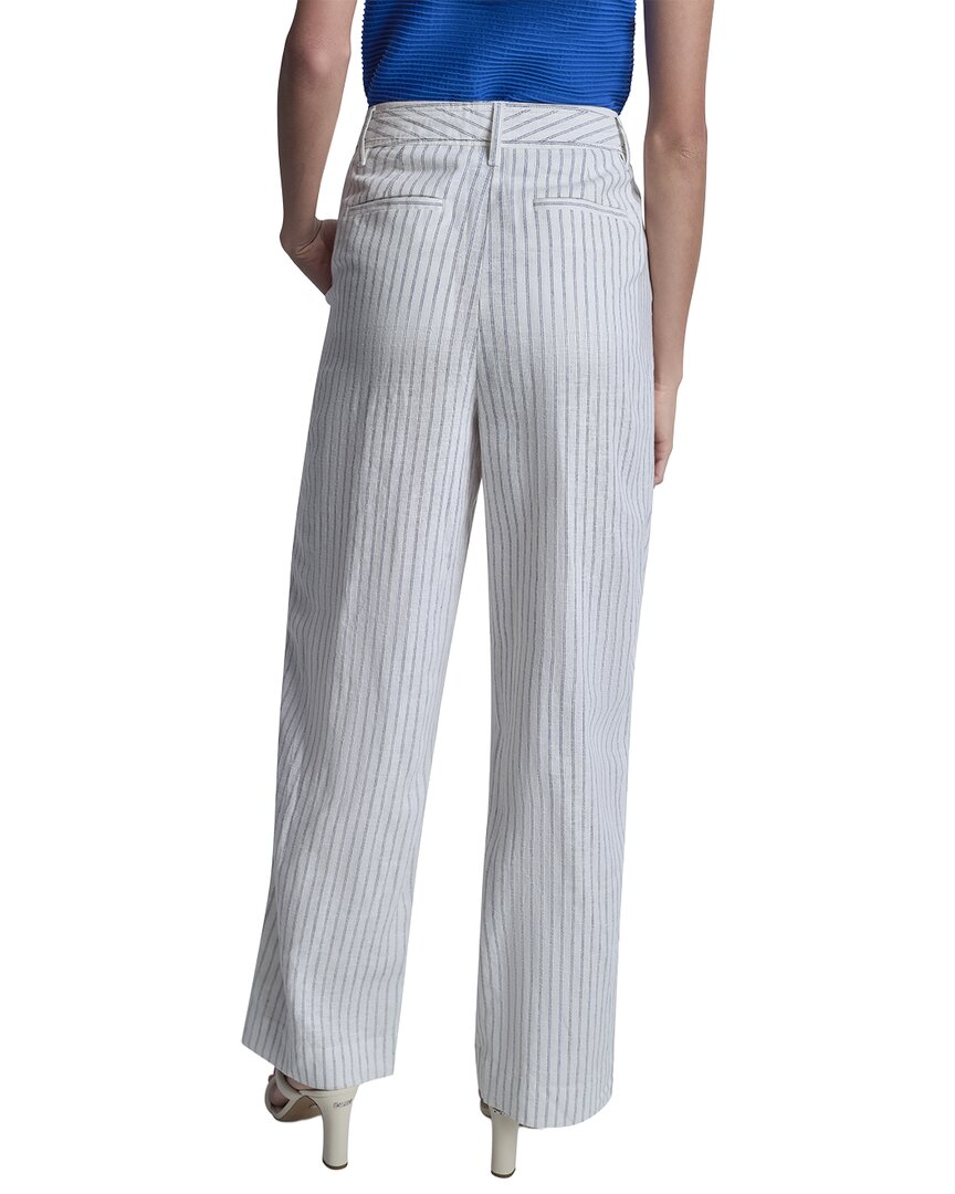 DKNY Dkny Stripe Pleated Wide Leg Linen-Blend Pant