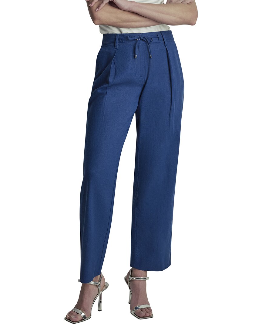 DKNY Dkny Stripe Pleated Wide Leg Linen-Blend Pant