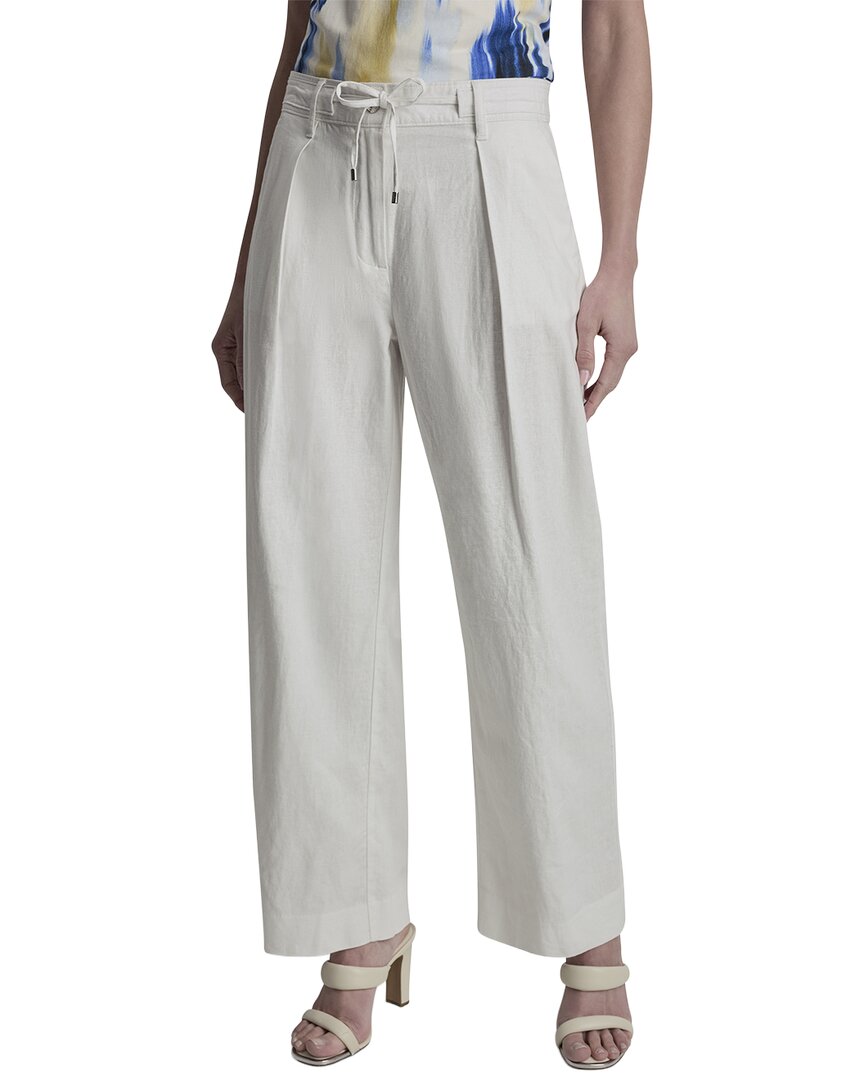 DKNY Dkny Stripe Pleated Wide Leg Linen-Blend Pant