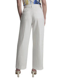 DKNY Dkny Stripe Pleated Wide Leg Linen-Blend Pant