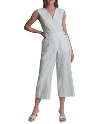 DKNY Dkny Striped Linen-Blend Jumpsuit