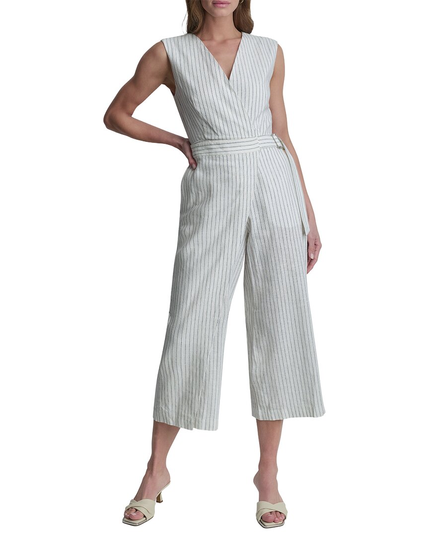 DKNY Dkny Striped Linen-Blend Jumpsuit